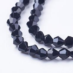 Black Glass Bicone Beads Strands&nbsp;X-GLAA-S026-10