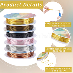 6 Rolls 6 Colors Round Copper Jewelry Wire&nbsp;CWIR-BBC0001-13