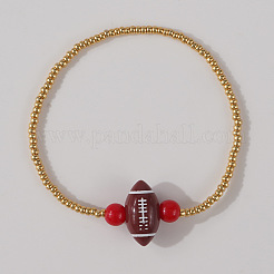 Glass Seed Bead & Rugby Bead Beaded Stretch Bracelets&nbsp;HT0331
