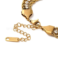 18k Gold-Plated Stainless Steel With Rhinestones Chain Bracelet for Women&nbsp;BJEW-S001-01