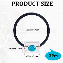 3Pcs Column Alloy & Resin Imitation Synthetic Turquoise Hair Ties&nbsp;OHAR-CY0001-09