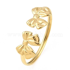 304 Stainless Steel Bowknot Cuff Bangles for Women&nbsp;LS-BJEW-A154-03G