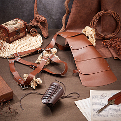 Medieval Style Adjustable PU Leather with Iron Fencing Sheath and Gauntlet Wristband&nbsp;AJEW-OC0005-08