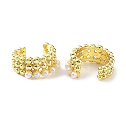 Brass Cuff Earrings with ABS Imitation Pearl Beaded&nbsp;EJEW-D088-17G