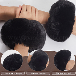 Women Imitation Rabbit Hair Cuffs Oversleeve Arm Gloves&nbsp;AJEW-WH20018-34B
