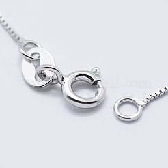 Anti-Tarnish Rhodium Plated 925 Sterling Silver Box Chain Necklaces&nbsp;STER-F039-45cm-03P