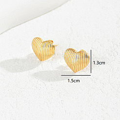 Romantic Striped Heart 201 Stainless Steel Stud Earrings&nbsp;JJ3371-2