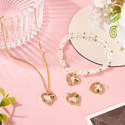 2Pcs Brass Micro Pave Cubic Zirconia Pendants&nbsp;KK-TA0002-78A-G
