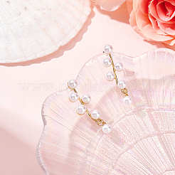 1 Pair ABS Plastic Imitation Pearl Beaded Leafy Branch Dangle Stud Earrings&nbsp;EJEW-AN0001-51