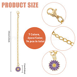 7Pcs 7 Colors Flower Alloy Enamel Cup Charms&nbsp;HJEW-GL00001