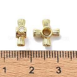 Rack Plating Brass Micro Pave Clear Cubic Zirconia Beads&nbsp;KK-U014-10B-G