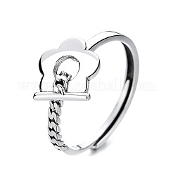 Flower Rhodium Plated 925 Sterling Silver Adjustable Rings&nbsp;FS-WG7FDEB-01