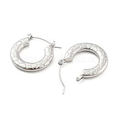 Non-Tarnish Texture Ring 304 Stainless Steel Hoop Earrings for Women&nbsp;EJEW-C067-05P
