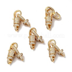 Brass Micro Pave Clear Cubic Zirconia Interlocking Clasps&nbsp;KK-J301-01