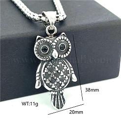 Punk Stainless Steel Owl Pendant Necklaces for Men&nbsp;VX5192