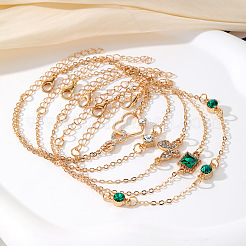 5Pcs 5 Styles Alloy Chain Bracelet & Bangle Set for Women&nbsp;WG6073F-01