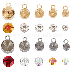 40Pcs Flat Round 304 Stainless Steel Charm Rhinestone Settings&nbsp;DIY-UN0002-71