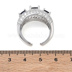 Brass Micro Pave Cubic Zirconia Cuff Open Rings for Women&nbsp;RJEW-L343-13P
