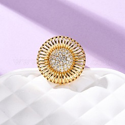 Brass Micro Pave Cubic Zirconia Cuff Rings&nbsp;RJEW-D323-03G