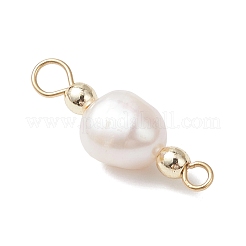 Natural Freshwater Pearl with Synthetic Non-magnetic Hematite Potato Connector Charms&nbsp;PALLOY-JF04713