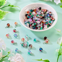 100Pcs 10 Colors Glass Pendants&nbsp;PALLOY-TAC0291