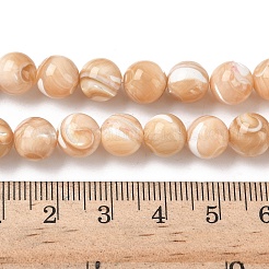 Natural Sea Shell Round Bead Strands&nbsp;SSHEL-M013-8mm-02
