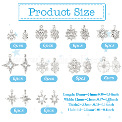 60Pcs 10 Styles Alloy Rhinestone Pendants&nbsp;FIND-PH0028-36S