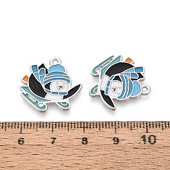 Rack Plating Alloy Enamel Penguin Pendants&nbsp;ENAM-T024-69A-P