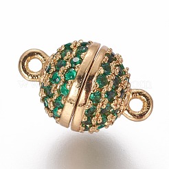 Brass Micro Pave Cubic Zirconia Magnetic Clasps with Loops&nbsp;ZIRC-L075-49A