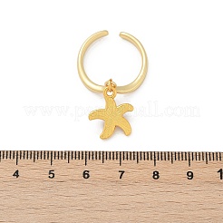 Starfish Brass Enamel Open Cuff Rings for Women&nbsp;RJEW-U057-03G