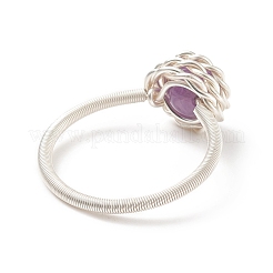 4Pcs 4 Style Natural & Synthetic Mixed Gemstone Round Finger Rings Set&nbsp;RJEW-TA00057
