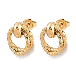 304 Stainless Steel Textured Ring Stud Earrings&nbsp;EJEW-P324-03G