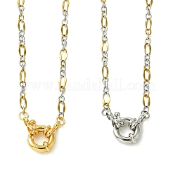 2Pcs 2 Colors 3MM Two Tone 304 Stainless Steel Figaro Chain Necklaces&nbsp;NJEW-JN06465