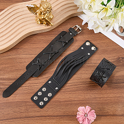 3Pcs 3 Styles Imitation Leather Cord Bracelets for Men&nbsp;BJEW-CL0001-54A