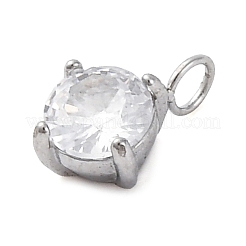 304 Stainless Steel Micro Pave Cubic Zirconia Pendants&nbsp;STAS-U042-02B-P