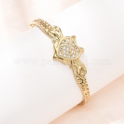 Halloween 304 Stainless Steel Crystal Rhinestone Heart Bat Open Hinged Bangles for Women&nbsp;SA-CBA7A40-06G