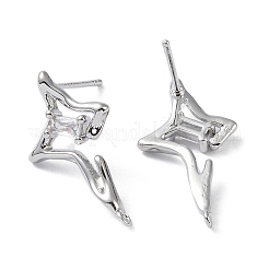 Brass with Cubic Zirconia Rhombus Stud Earring Findings&nbsp;LS-KK-B087-05P
