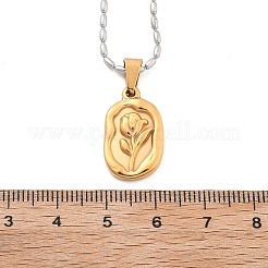 304 Stainless Steel Rose Pendant Necklaces for Women&nbsp;NJEW-S439-01B-GP