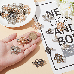 24Pcs 6 Colors Flower Shape Plastic Bead with Zinc Alloy Adjustable Jean Button Pins&nbsp;FIND-GO0002-80
