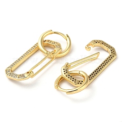 Rack Plating Brass Micro Pave Cubic Zirconia Dangle Hoop Earrings&nbsp;EJEW-M230-21G