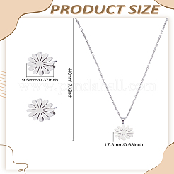 316 Surgical Stainless Steel Daisy Stud Earrings and Pendant Necklace&nbsp;SJEW-LP0001-24