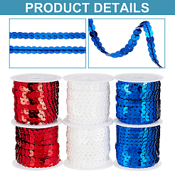 6 Rolls 3 Colors Eco-Friendly Plastic Paillette Beads&nbsp;PVC-PH0001-28