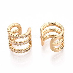 Brass Micro Pave Clear Cubic Zirconia Cuff Earrings&nbsp;EJEW-T047-86G