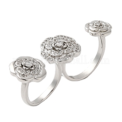 Brass Double Finger Rings&nbsp;RJEW-Q778-56P