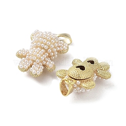 Rack Plating Real 18K Gold Plated Brass with Plastic Imitation Pearl Pendants&nbsp;KK-G482-02G