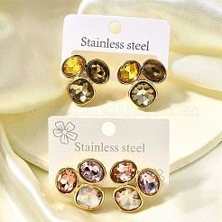 304 Stainless Steel Rhinestone Stud Earrings&nbsp;EJEW-M070-03G