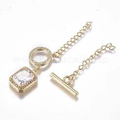 Brass Micro Pave Clear Cubic Zirconia Chain Extender&nbsp;ZIRC-G168-03G