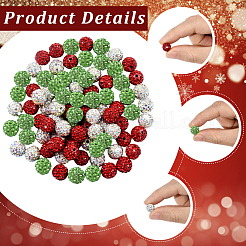90Pcs 3 Styles Pave Disco Ball Beads&nbsp;RB-LT0001-01B