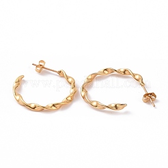 201 Stainless Steel Wave C-shape Stud Earrings with Iron Plating(IP) 304 Stainless Steel Pins&nbsp;EJEW-G298-03G