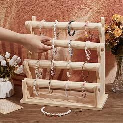 4-Tier Assembled Wood Bracelets/Bangles Display Riser Stands&nbsp;BDIS-WH0008-15